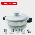 2015 glass cooking pot, heat resistant glass pot, glass pot with pp lid and PP steamer